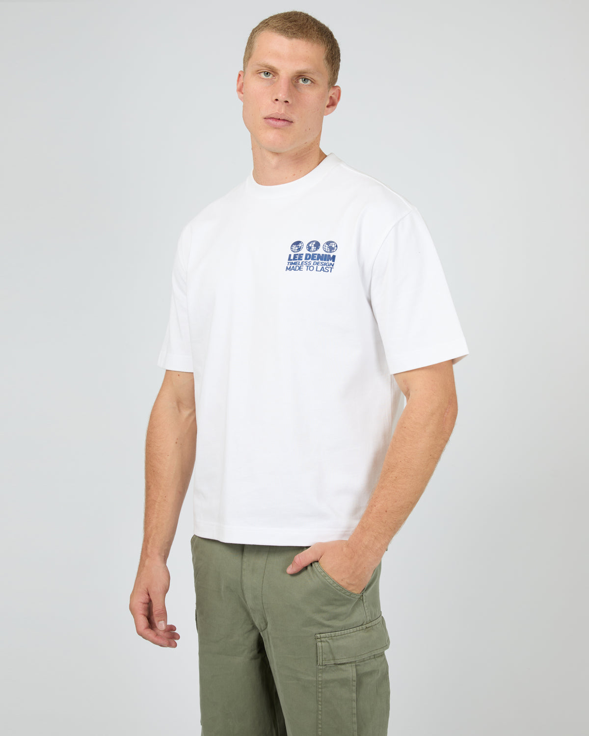 3 Worlds Box Cutter Tee White