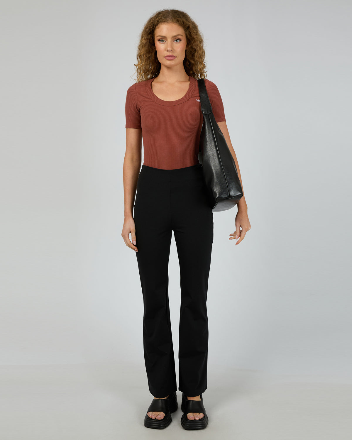 Scoop Slim Rib Tee Terracotta