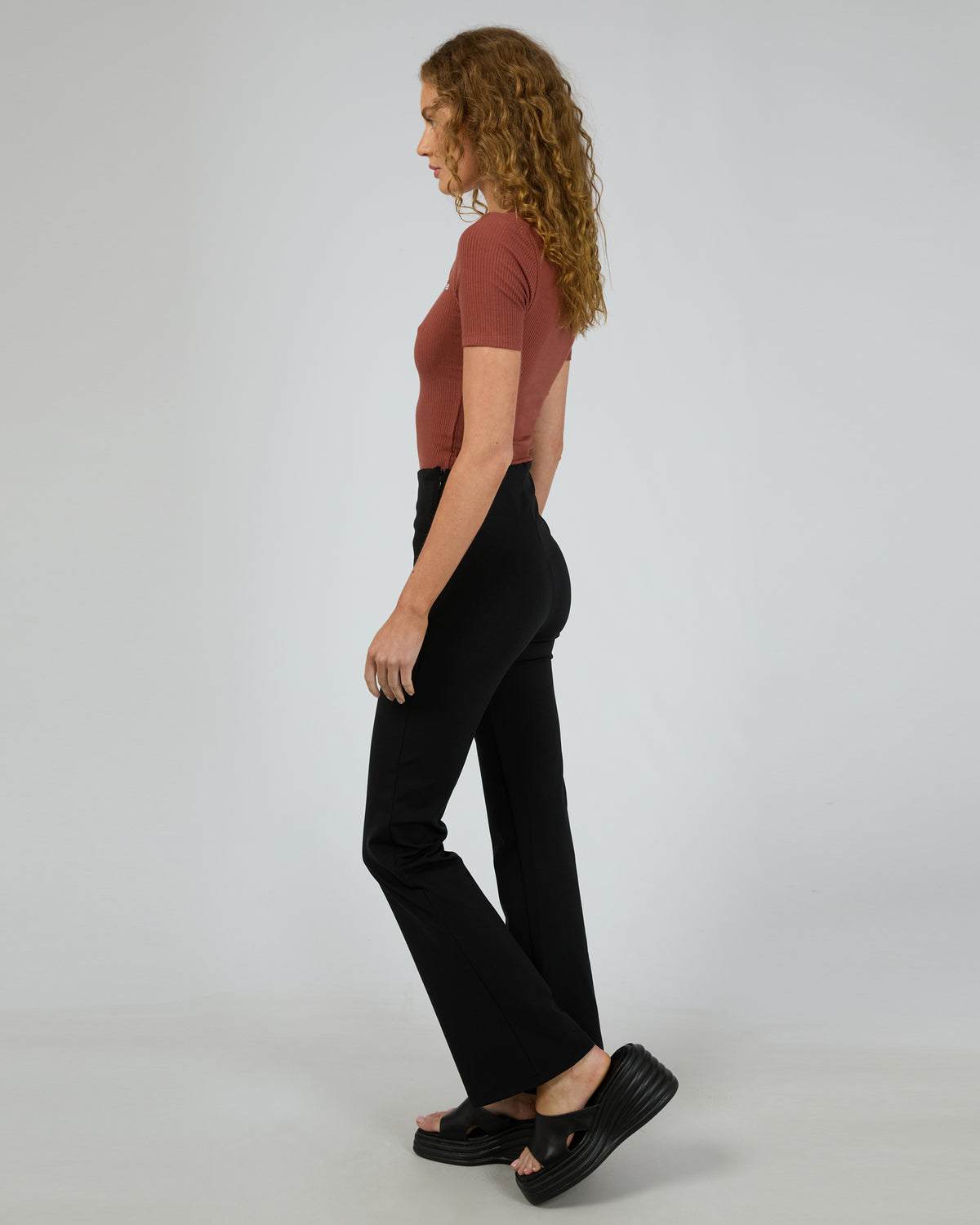 Scoop Slim Rib Tee Terracotta