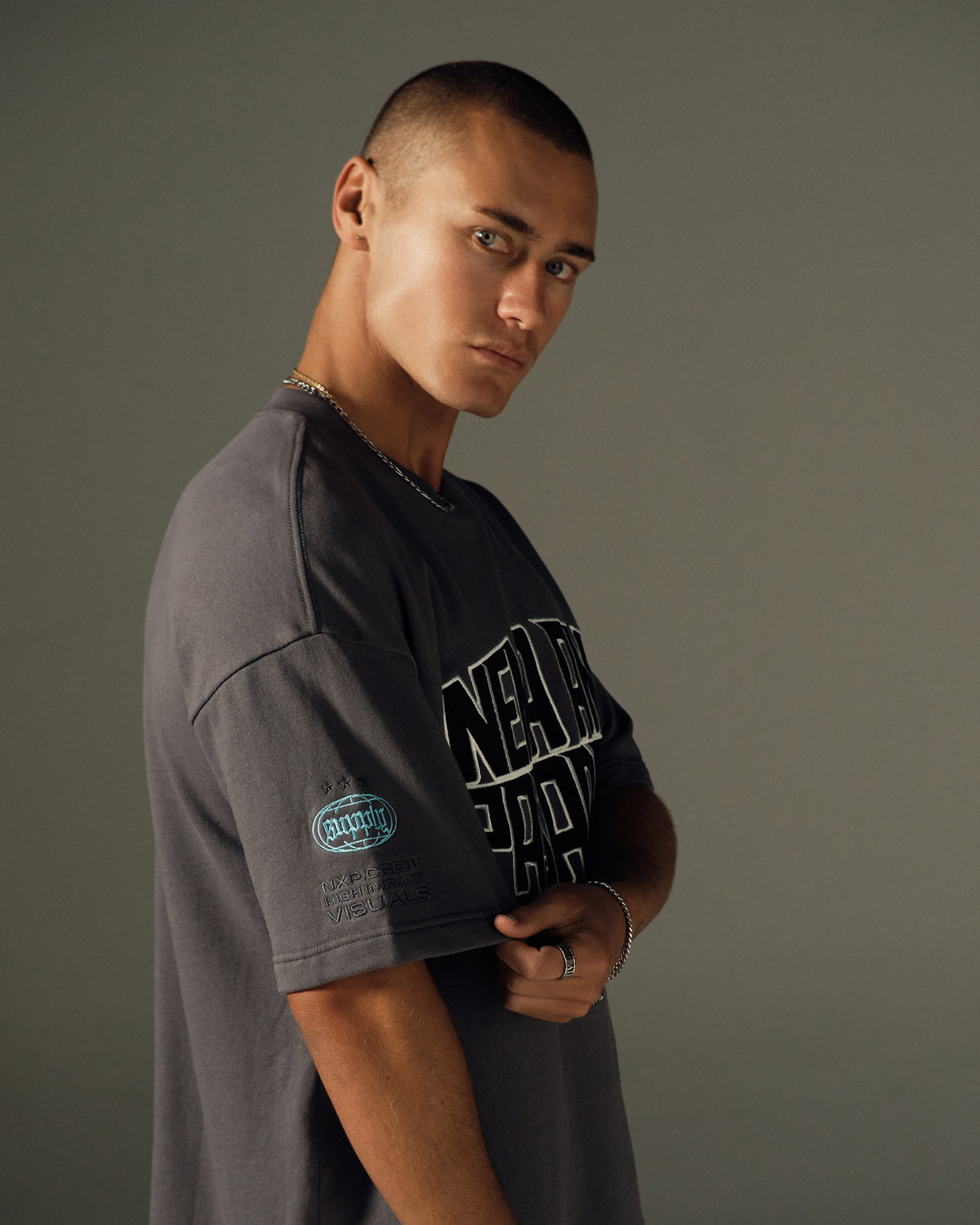 Ashlon Loopback Tee Charcoal