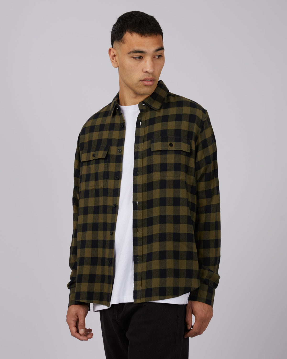 Silent Theory-Boulder Check Shirt Khaki-Edge Clothing