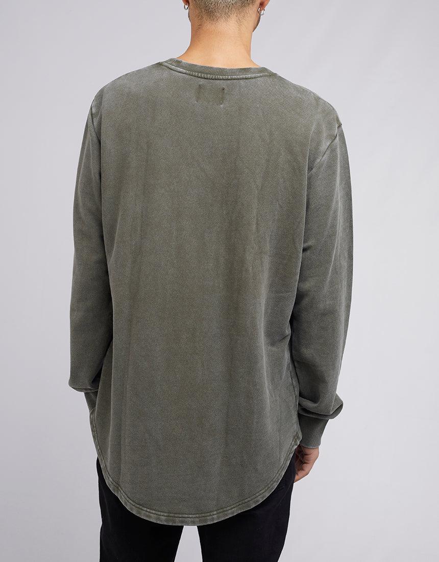 Silent Theory-Curved Hem Crew Green-Edge Clothing