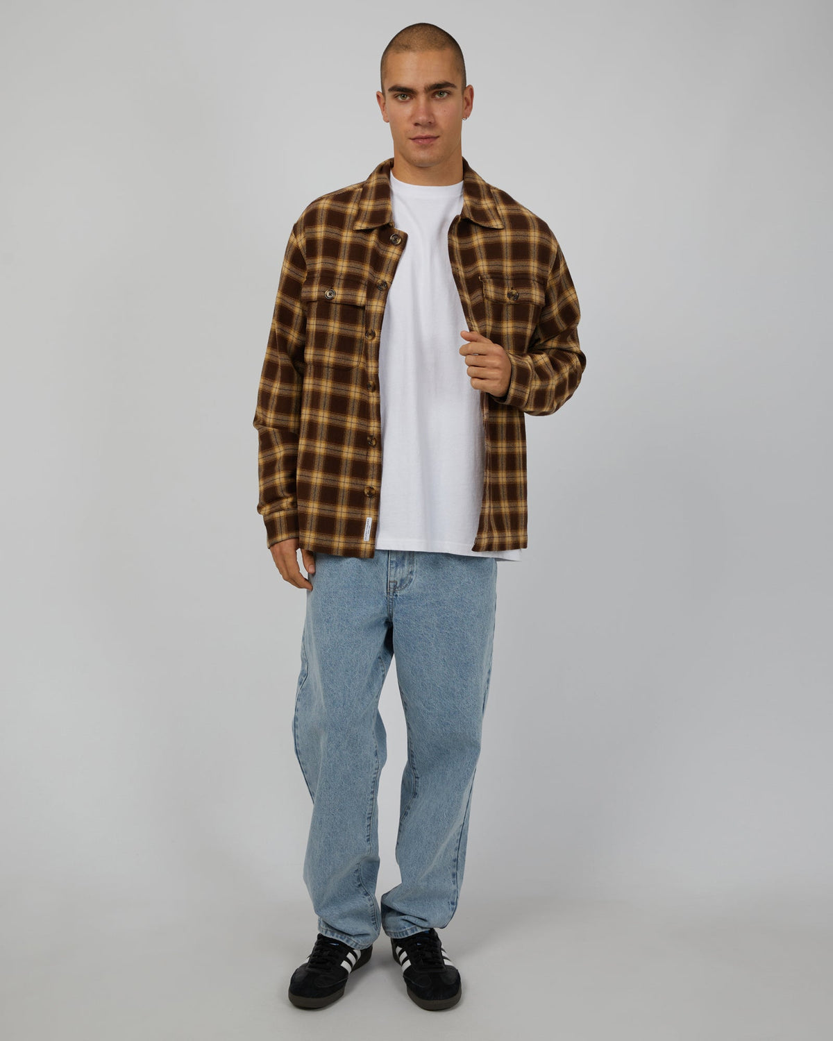 Silent Theory-Henry Check Shacket Brown-Edge Clothing