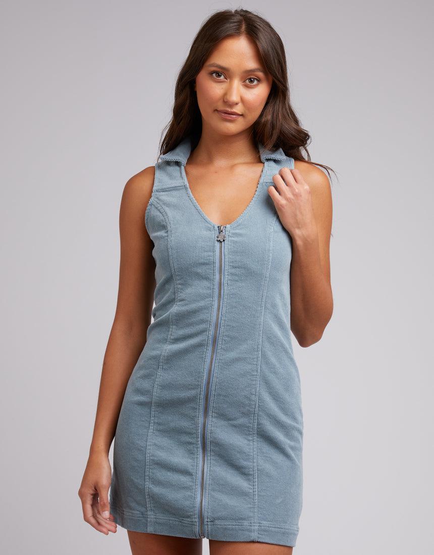 Avenue Cord Mini Dress Blue Buy Online Edge Clothing