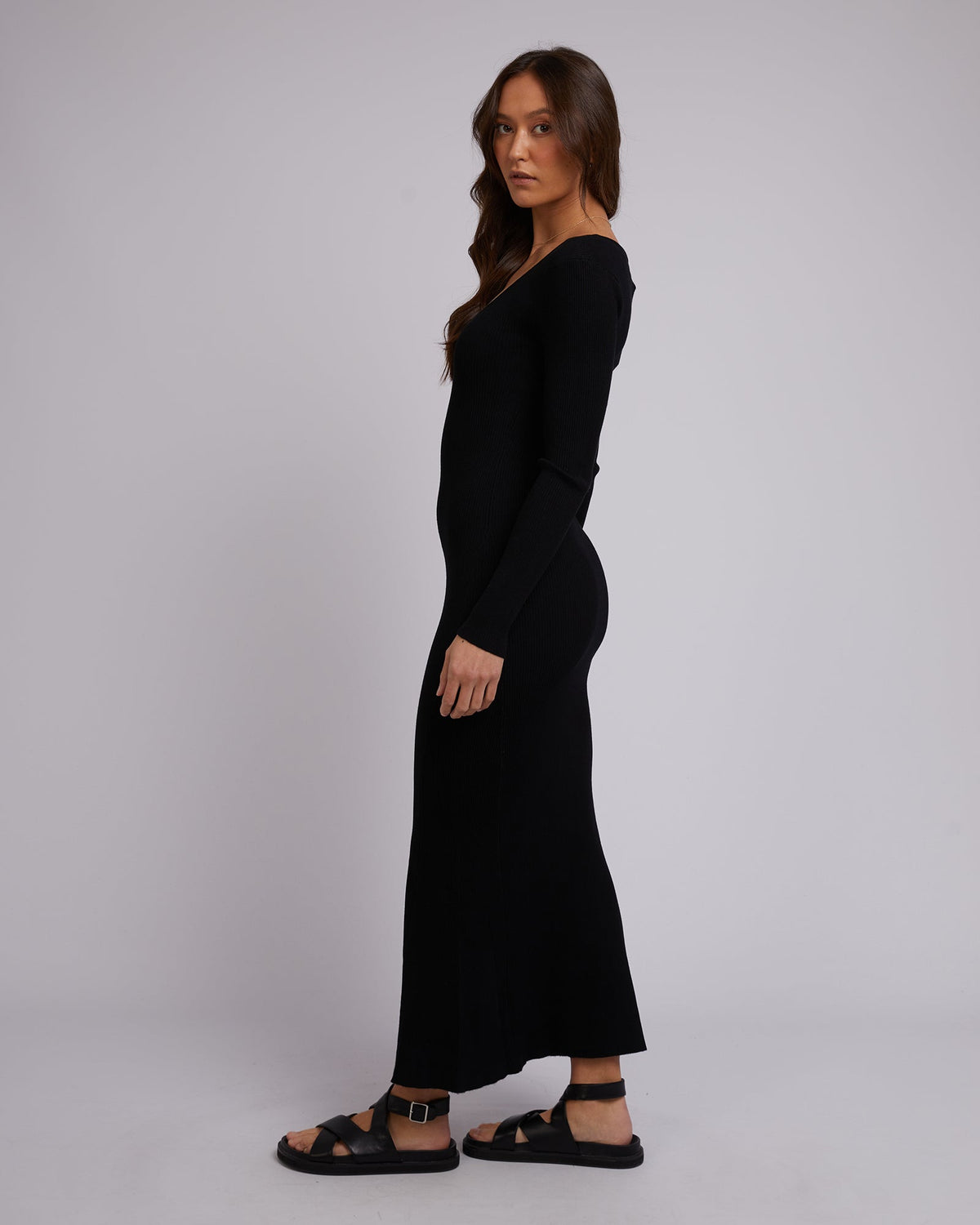 Silent Theory Ladies-Freya Long Sleeve Maxi Dress-Edge Clothing