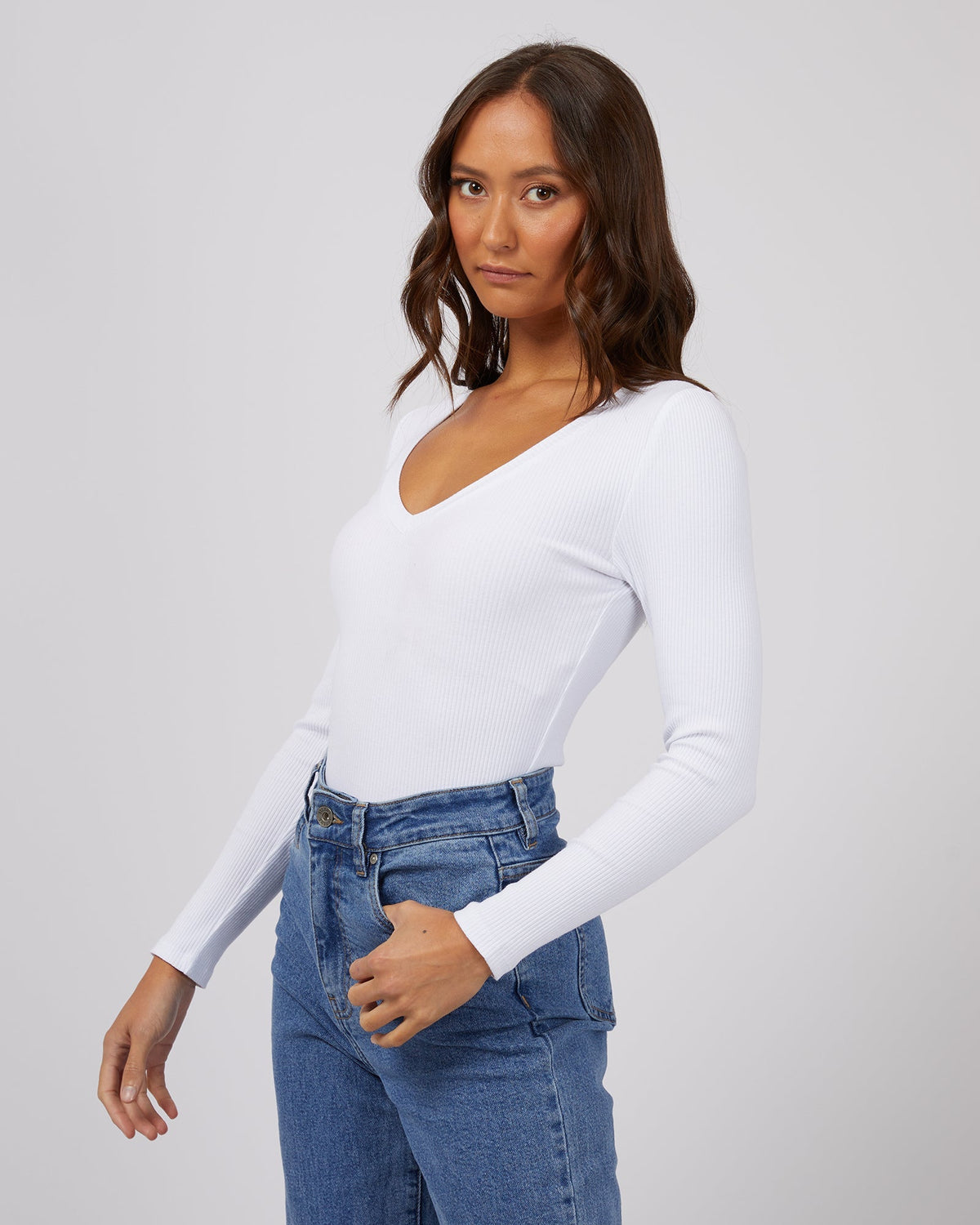Silent Theory Ladies-Lily Long Sleeve White-Edge Clothing