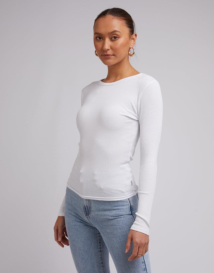 Silent Theory Ladies-Rib Long Sleeve White-Edge Clothing