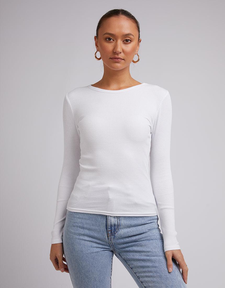 Silent Theory Ladies-Rib Long Sleeve White-Edge Clothing