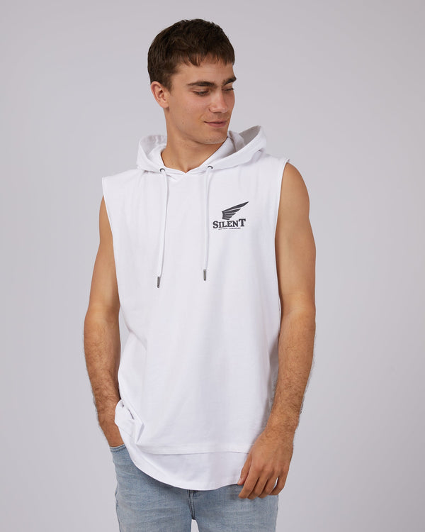 Moto Hooded Muscle White | Buy Online | Edge Clothing