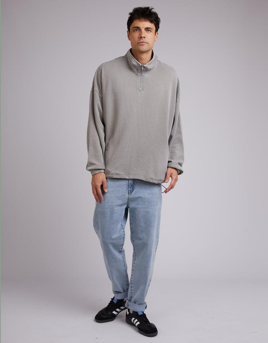 Silent Theory-Oversized 1/4 Zip Jumper Grey-Edge Clothing