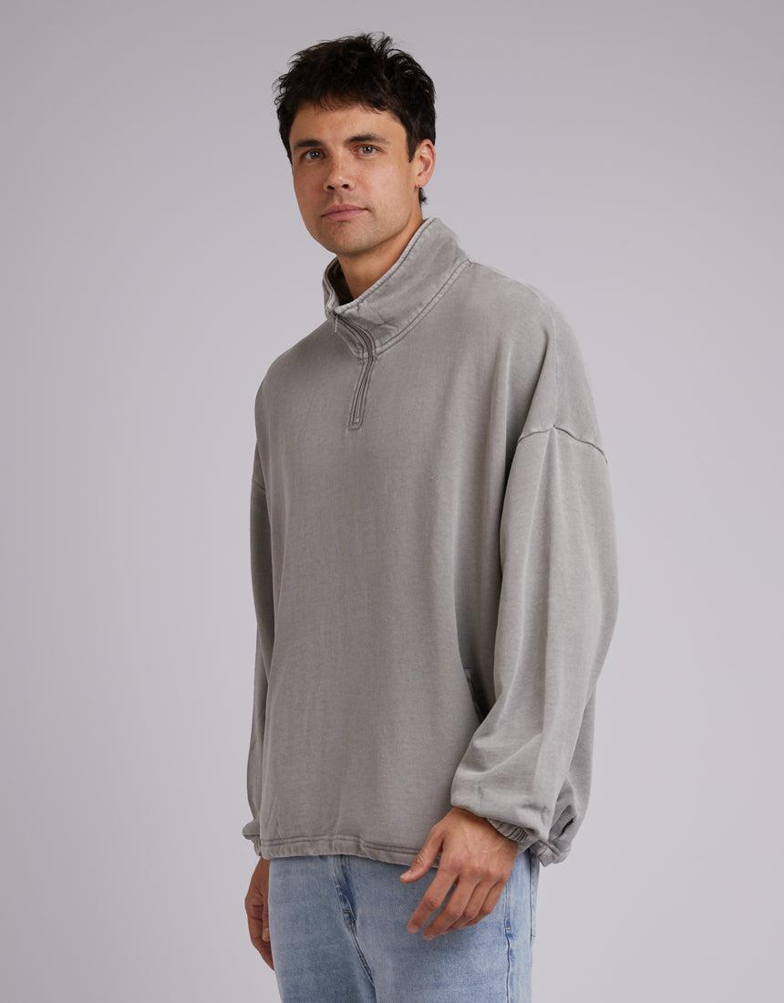 Silent Theory-Oversized 1/4 Zip Jumper Grey-Edge Clothing