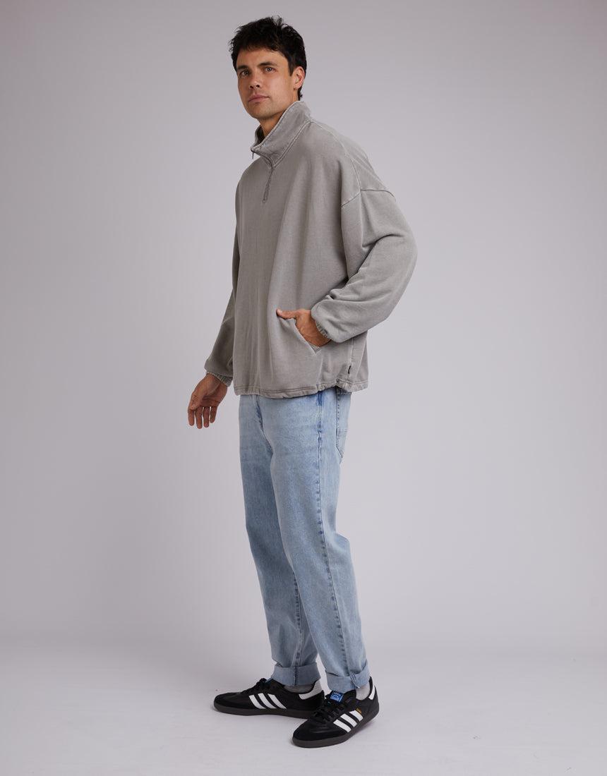 Silent Theory-Oversized 1/4 Zip Jumper Grey-Edge Clothing