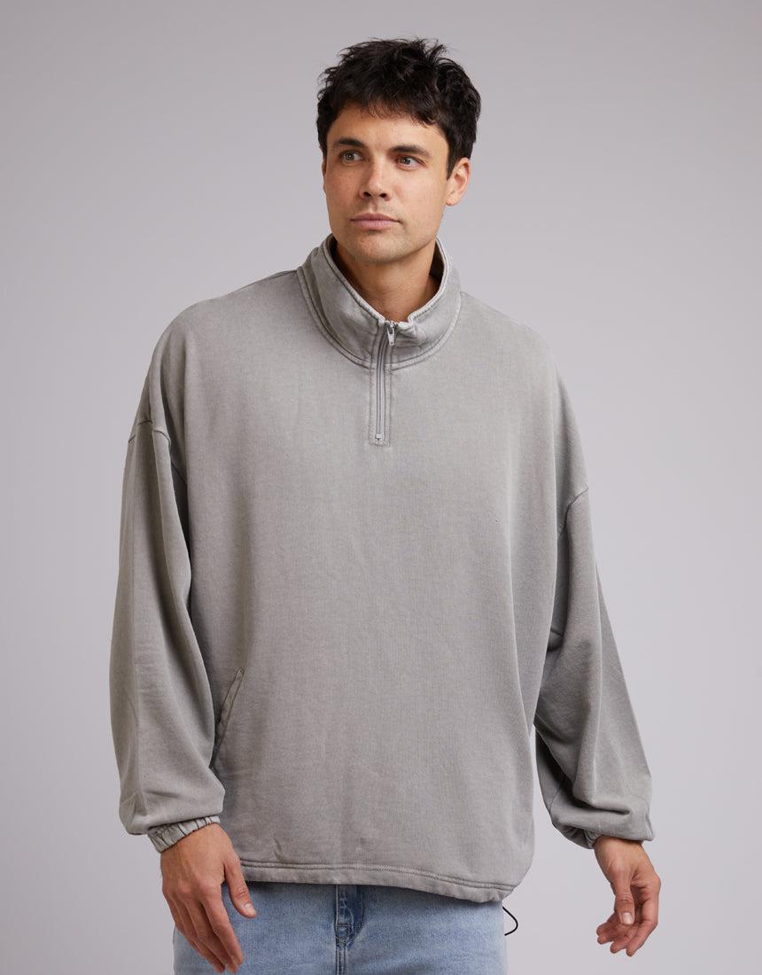 Silent Theory-Oversized 1/4 Zip Jumper Grey-Edge Clothing