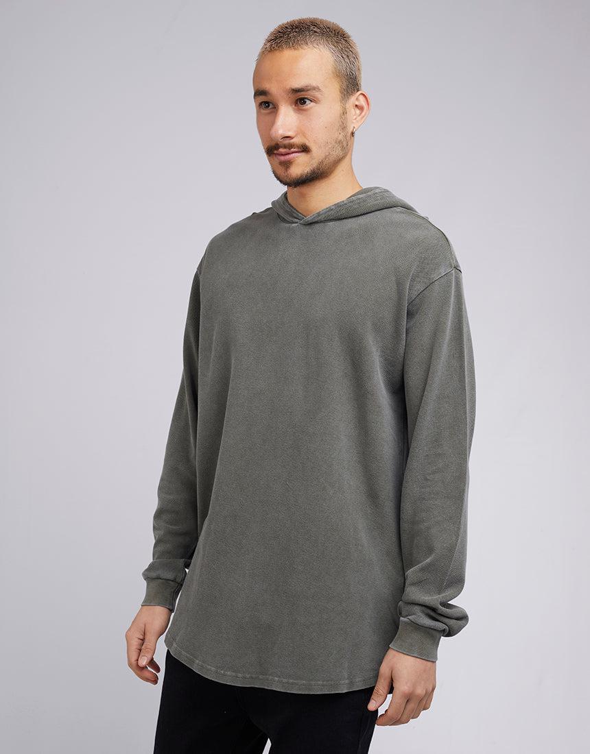 Silent Theory-Pique Hooded Long Sleeve Green-Edge Clothing