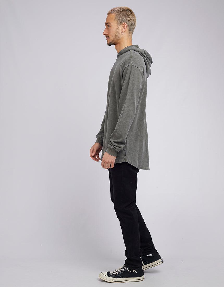 Silent Theory-Pique Hooded Long Sleeve Green-Edge Clothing