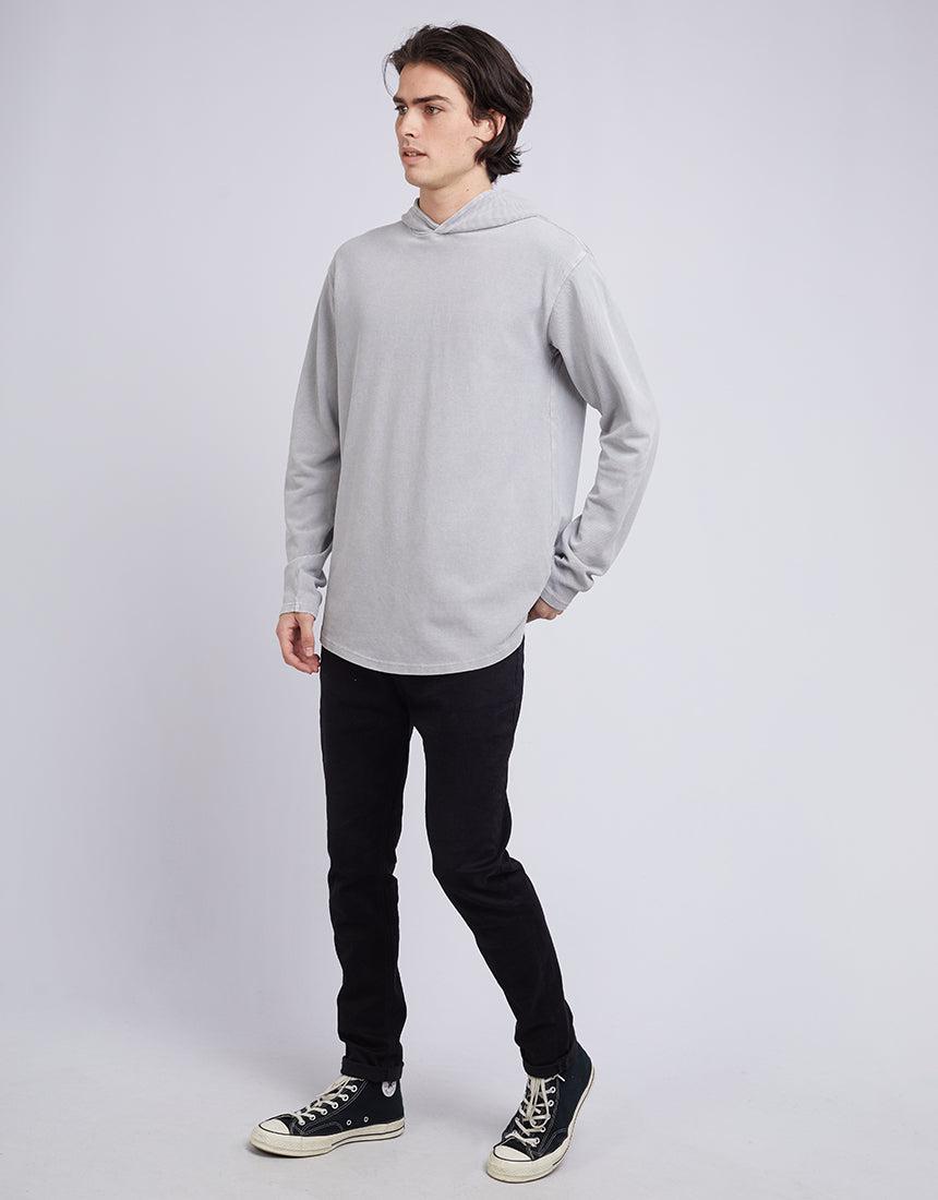 Silent Theory-Pique Hooded Long Sleeve Grey-Edge Clothing