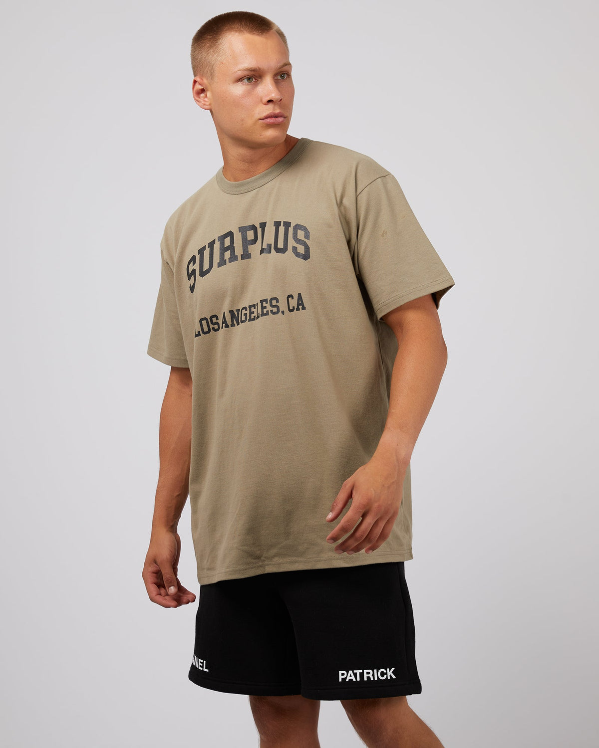 Surplus Daniel Patrick-Varsity La Surplus Tee Khaki-Edge Clothing