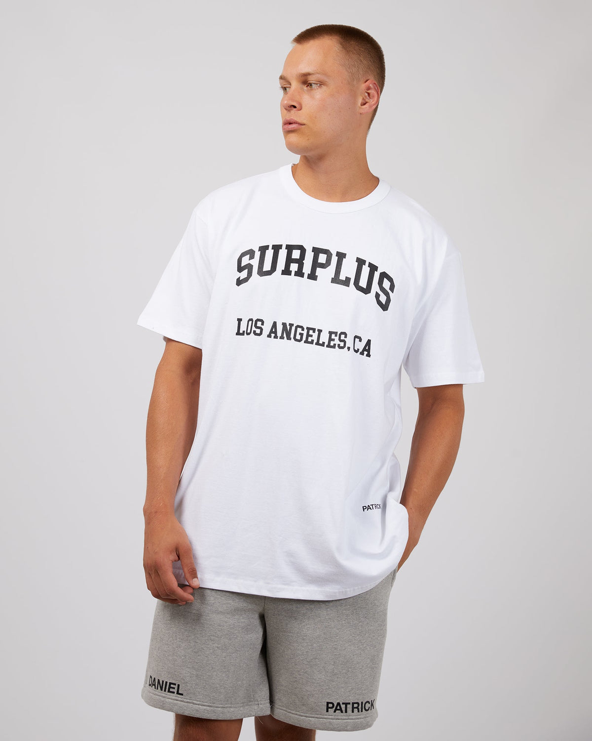 Surplus Daniel Patrick-Varsity La Surplus Tee White-Edge Clothing