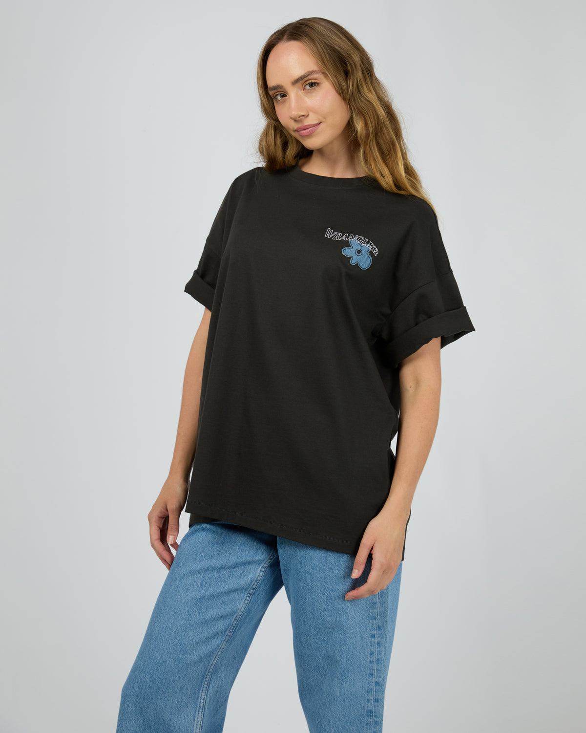 Denim Daizie Boxy Slouch Tee Worn Black