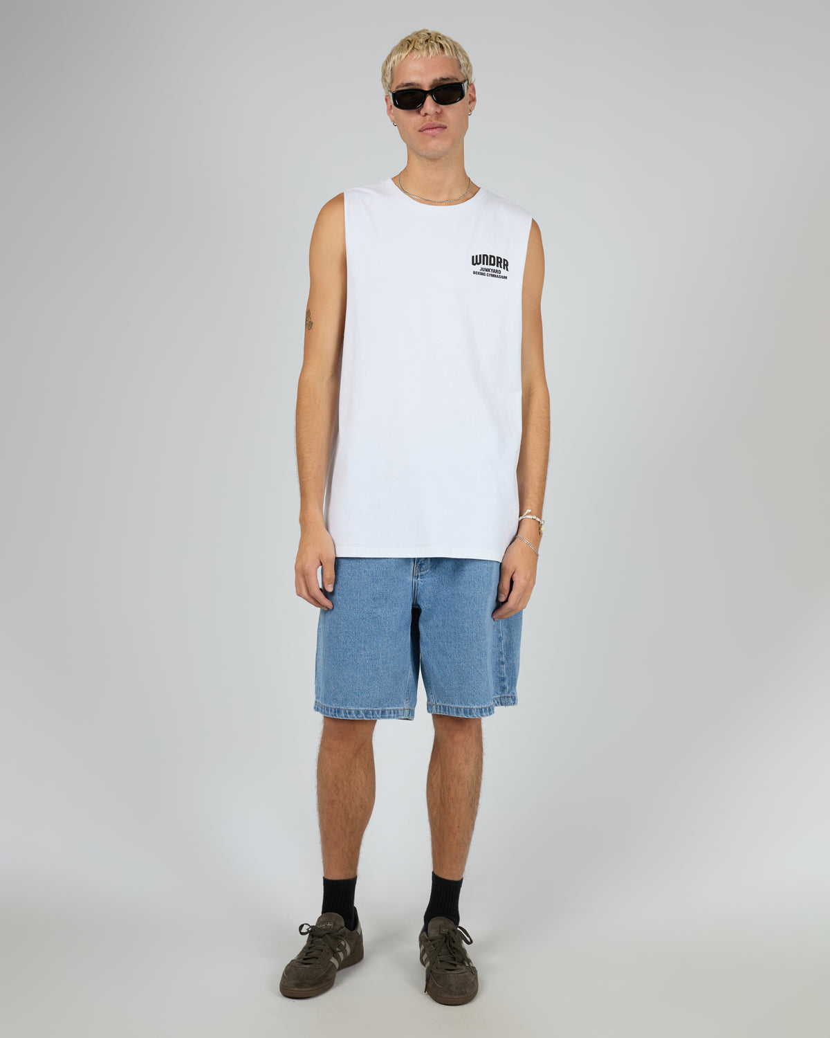 Junkyard Muscle Top White