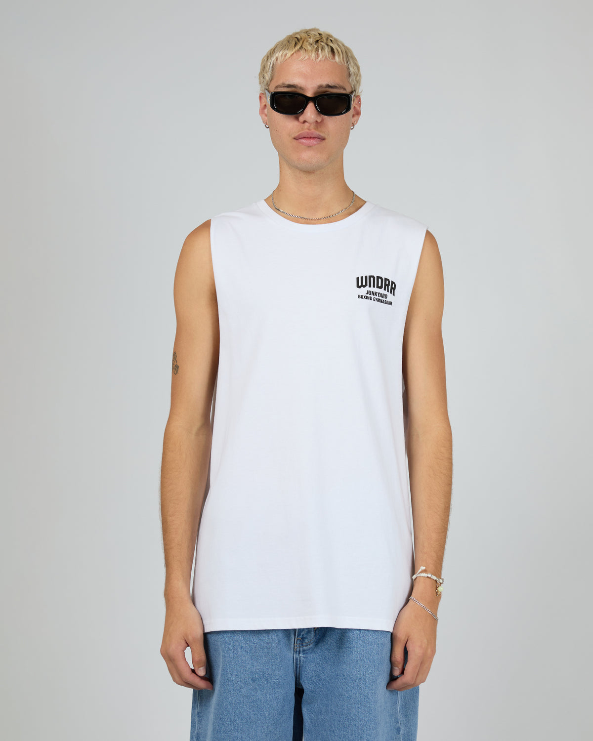 Junkyard Muscle Top White