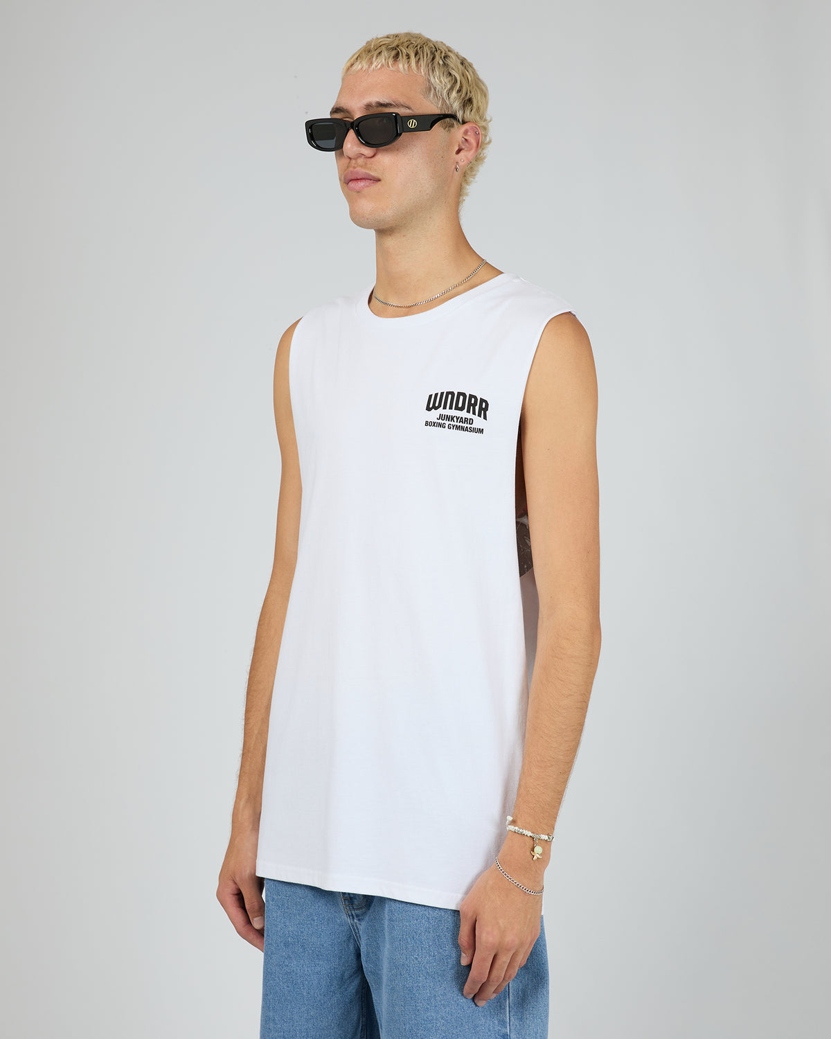 Junkyard Muscle Top White