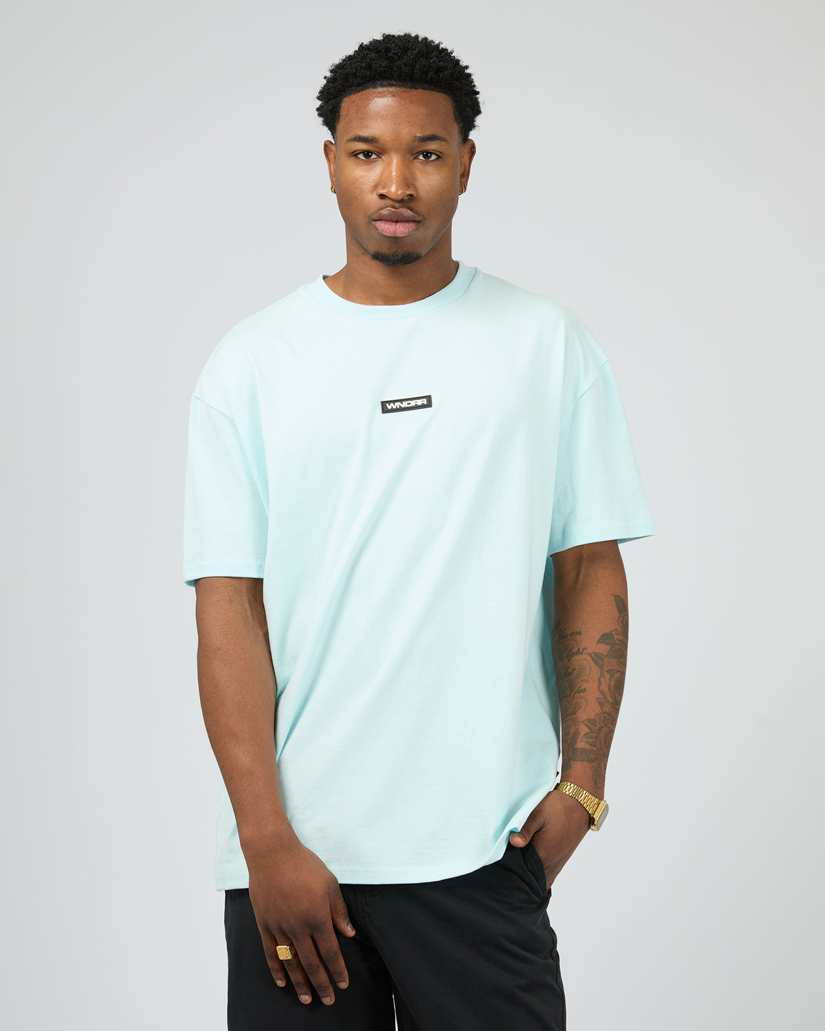 Hexed Box Fit Tee Baby Blue