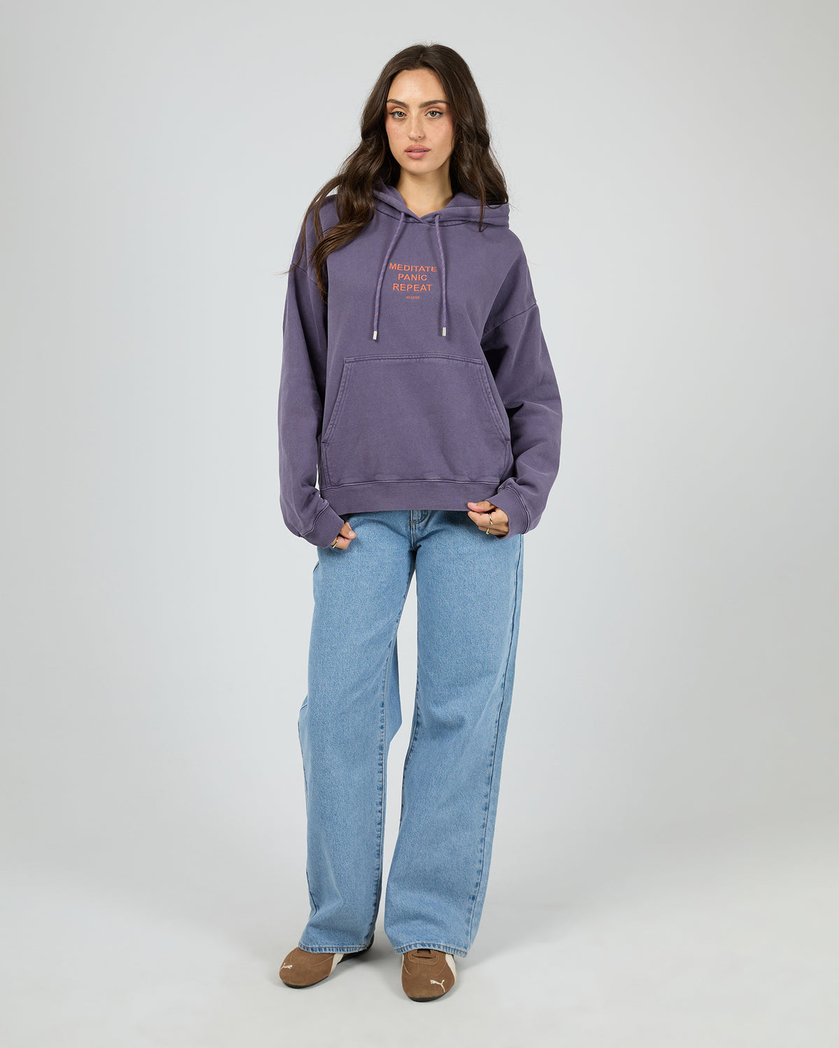 Loop State Recycled Pull On Hood Vintage Aubergine