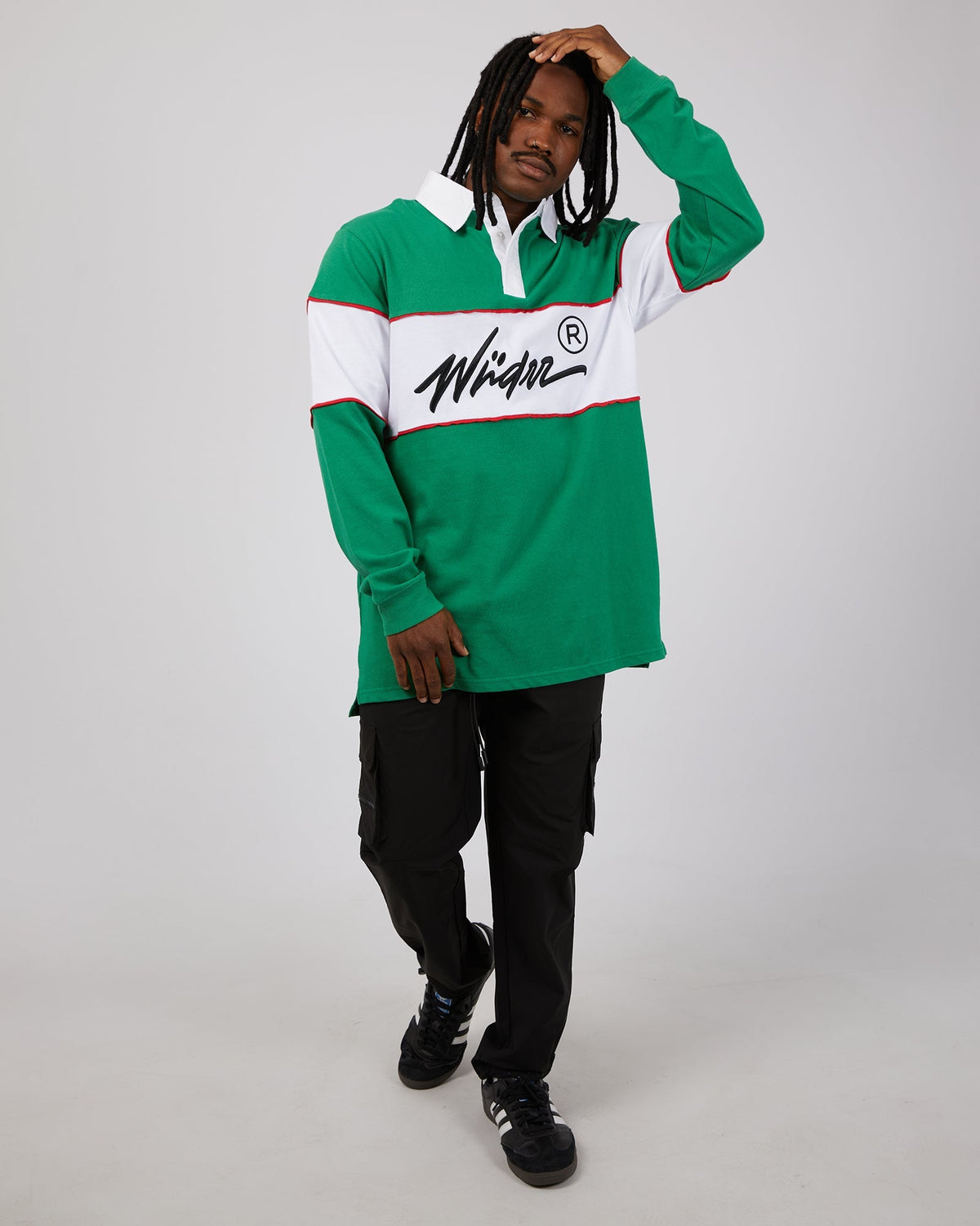 Wndrr-Offend Rugby Sweat Green &amp; White-Edge Clothing