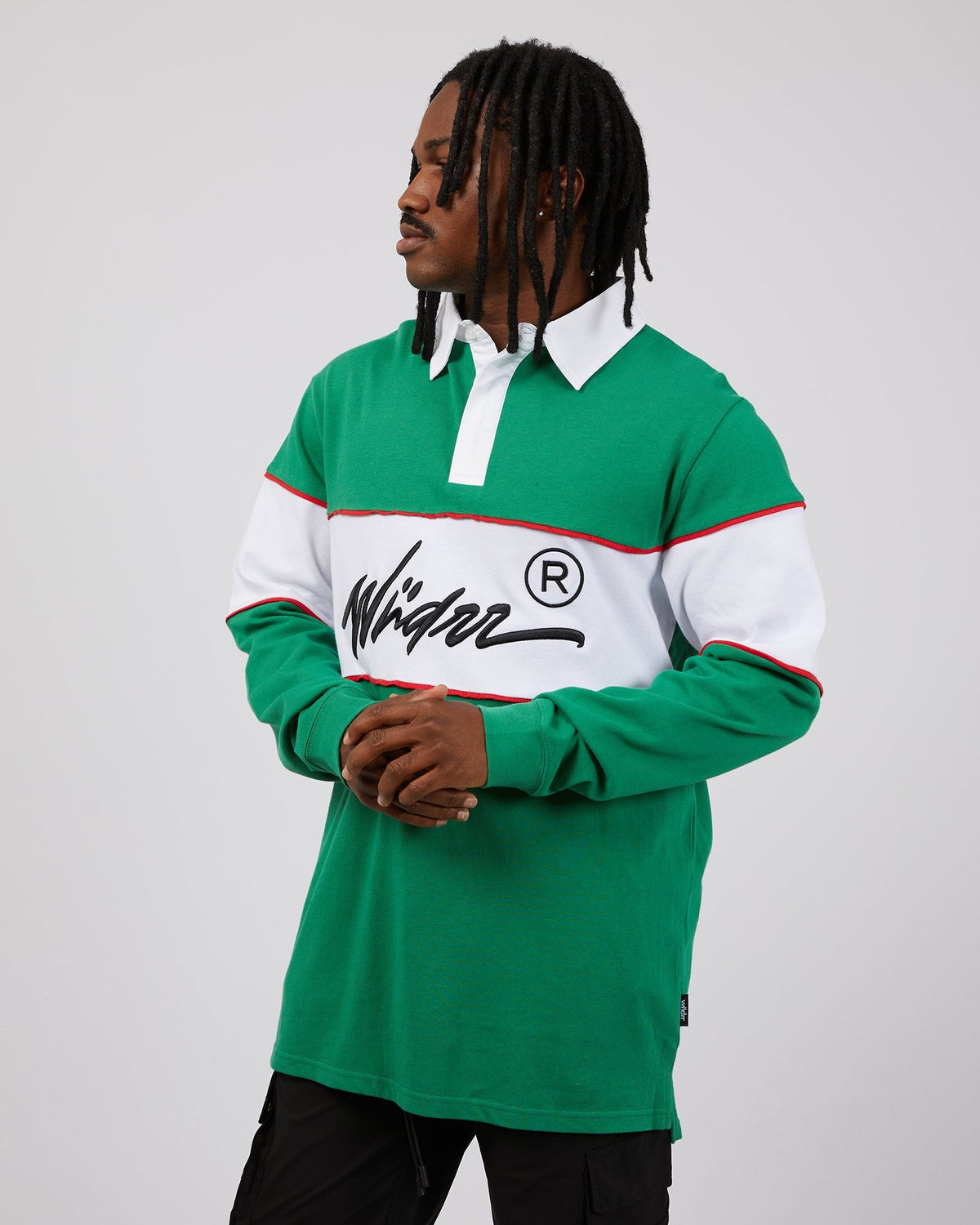 Wndrr-Offend Rugby Sweat Green &amp; White-Edge Clothing