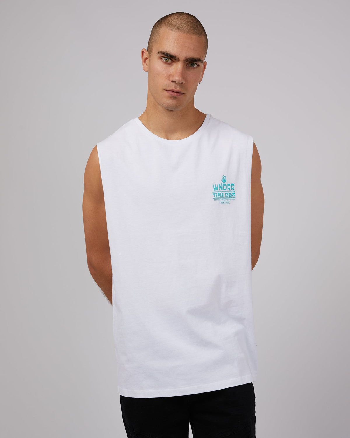 Wndrr-Tiki Bar Muscle Top White-Edge Clothing