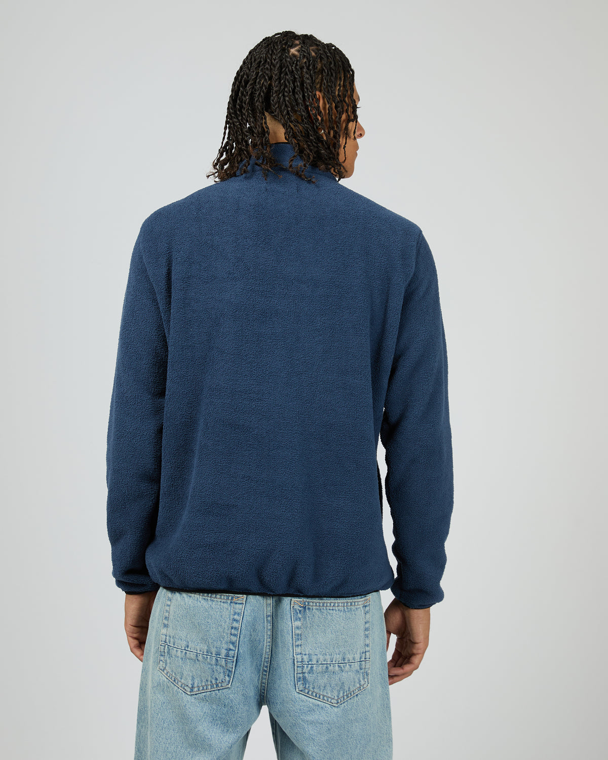 Stripe Polar Fleece 1/4 Zip Navy
