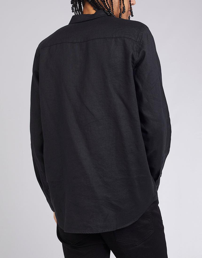 Linen Long Sleeve Shirt Black
