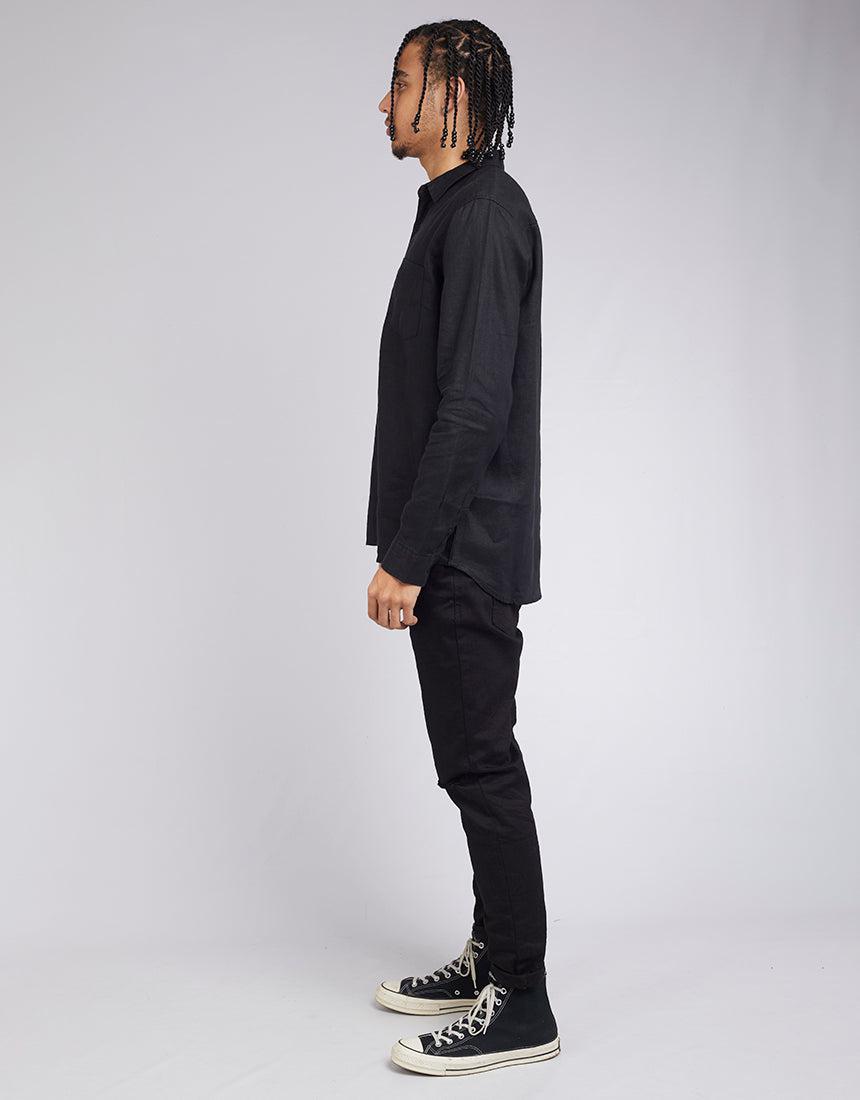 Linen Long Sleeve Shirt Black