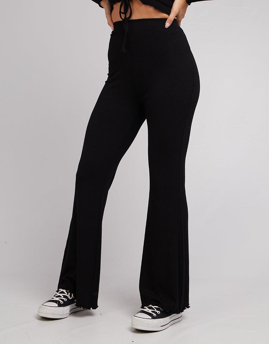 All About Eve-Aae Rib Flare Pants Black-Edge Clothing