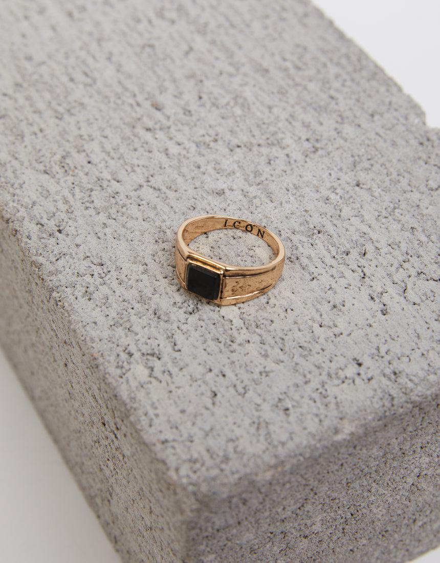 Icon-Folium Composite Signet Ring Gold Black-Edge Clothing