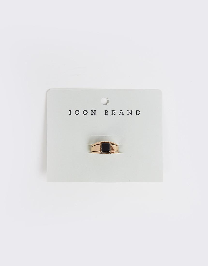 Icon-Folium Composite Signet Ring-med Gold Black-Edge Clothing
