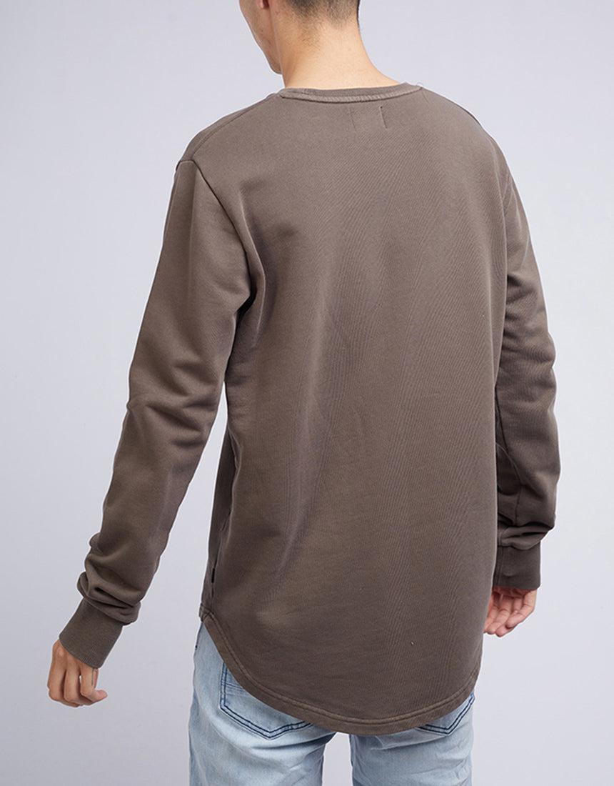 Silent Theory-Curved Hem Crew Earth Brown-Edge Clothing