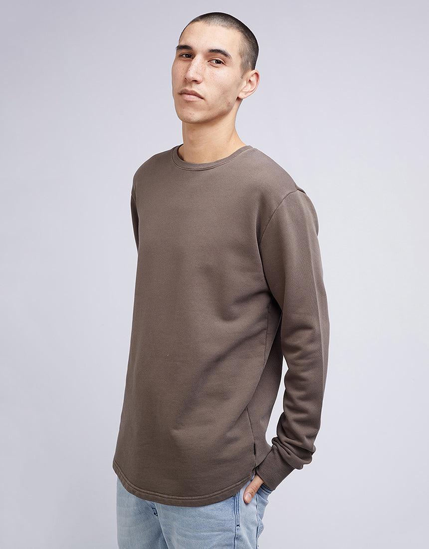 Silent Theory-Curved Hem Crew Earth Brown-Edge Clothing